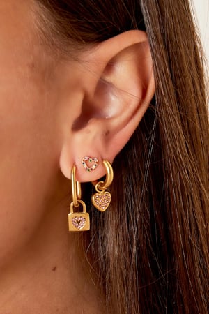 Strass-Herz-Ohrringe Goldfarbe Edelstahl h5 Bild3